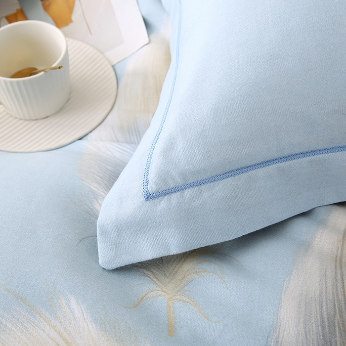 91家纺网 家纺一手货源 找家纺 磨毛世家家纺 2026新款多规格铂金磨毛纯棉加厚全棉磨毛四件套 香染蓝ab版