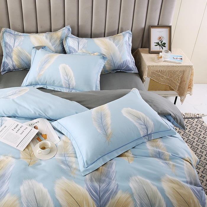 91家纺网 家纺一手货源 找家纺 磨毛世家家纺 2026新款多规格铂金磨毛纯棉加厚全棉磨毛四件套 香染蓝ab版