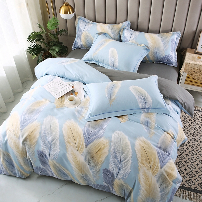 91家纺网 家纺一手货源 找家纺 磨毛世家家纺 2026新款多规格铂金磨毛纯棉加厚全棉磨毛四件套 香染蓝ab版