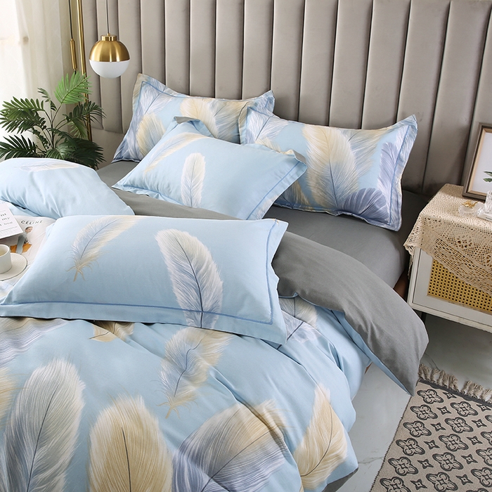 91家纺网 家纺一手货源 找家纺 磨毛世家家纺 2026新款多规格铂金磨毛纯棉加厚全棉磨毛四件套 香染蓝ab版