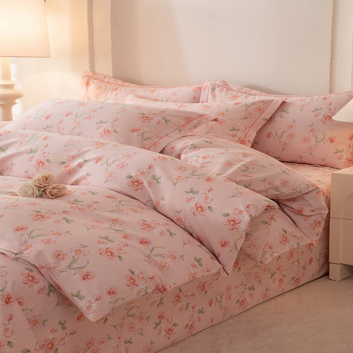 91家纺网 家纺一手货源 找家纺 磨毛世家家纺 2026新款多规格铂金磨毛纯棉加厚全棉磨毛四件套 香雪海-粉