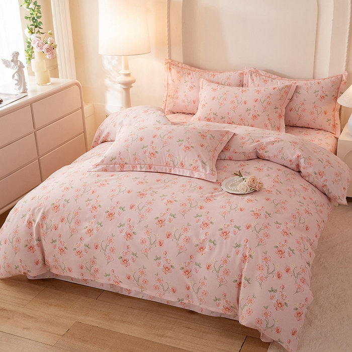 91家纺网 家纺一手货源 找家纺 磨毛世家家纺 2026新款多规格铂金磨毛纯棉加厚全棉磨毛四件套 香雪海-粉