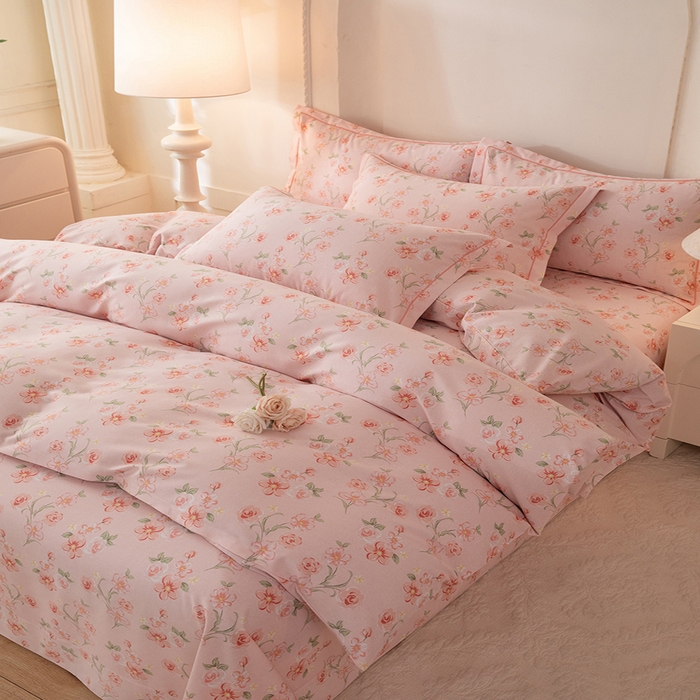 91家纺网 家纺一手货源 找家纺 磨毛世家家纺 2026新款多规格铂金磨毛纯棉加厚全棉磨毛四件套 香雪海-粉