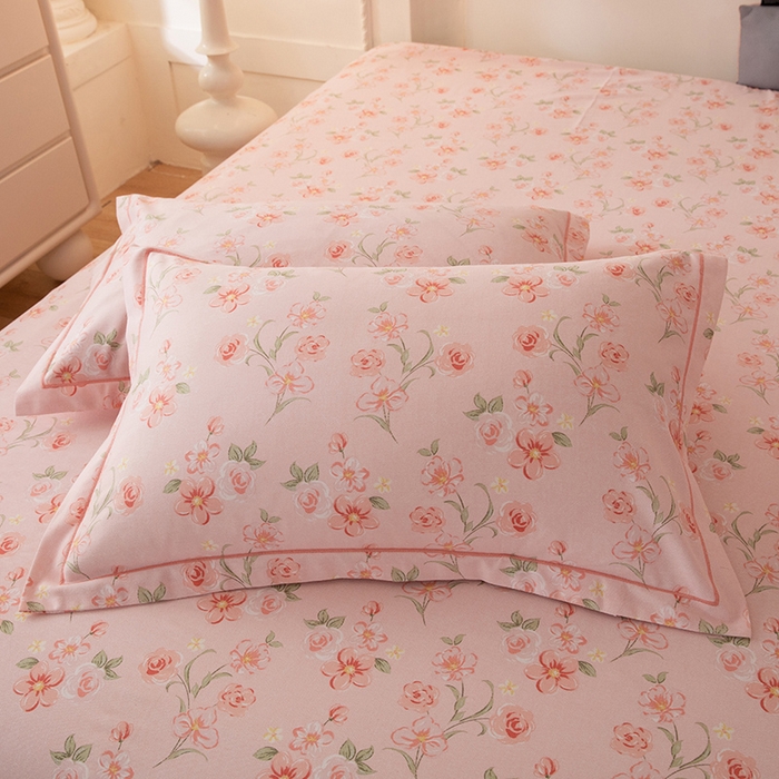 91家纺网 家纺一手货源 找家纺 磨毛世家家纺 2026新款多规格铂金磨毛纯棉加厚全棉磨毛四件套 香雪海-粉