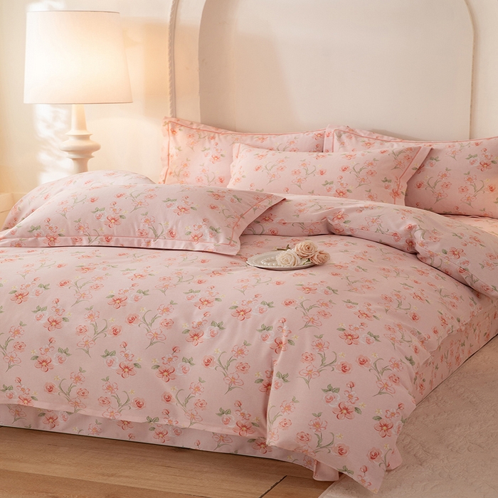 91家纺网 家纺一手货源 找家纺 磨毛世家家纺 2026新款多规格铂金磨毛纯棉加厚全棉磨毛四件套 香雪海-粉