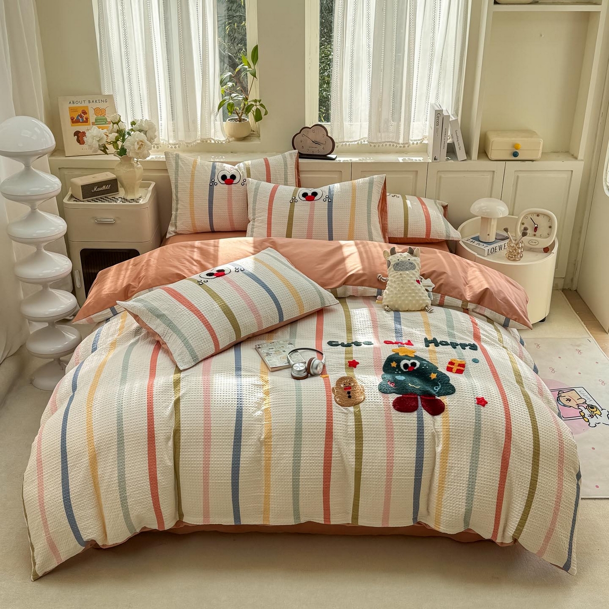 91家纺网 家纺一手货源 找家纺 宜家坊 2026新款全棉纯棉华夫格毛巾绣四件套 彩色日记