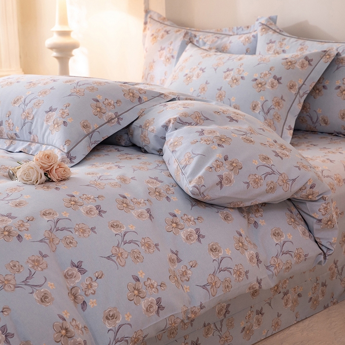 91家纺网 家纺一手货源 找家纺 磨毛世家家纺 2026新款多规格铂金磨毛纯棉加厚全棉磨毛四件套 香雪海-蓝