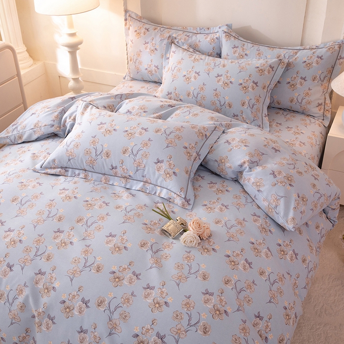 91家纺网 家纺一手货源 找家纺 磨毛世家家纺 2026新款多规格铂金磨毛纯棉加厚全棉磨毛四件套 香雪海-蓝