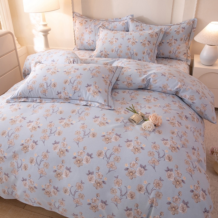 91家纺网 家纺一手货源 找家纺 磨毛世家家纺 2026新款多规格铂金磨毛纯棉加厚全棉磨毛四件套 香雪海-蓝