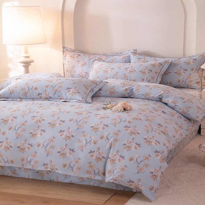 91家纺网 家纺一手货源 找家纺 磨毛世家家纺 2026新款多规格铂金磨毛纯棉加厚全棉磨毛四件套 香雪海-蓝