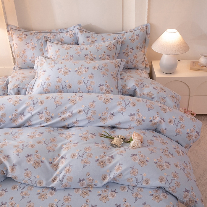 91家纺网 家纺一手货源 找家纺 磨毛世家家纺 2026新款多规格铂金磨毛纯棉加厚全棉磨毛四件套 香雪海-蓝