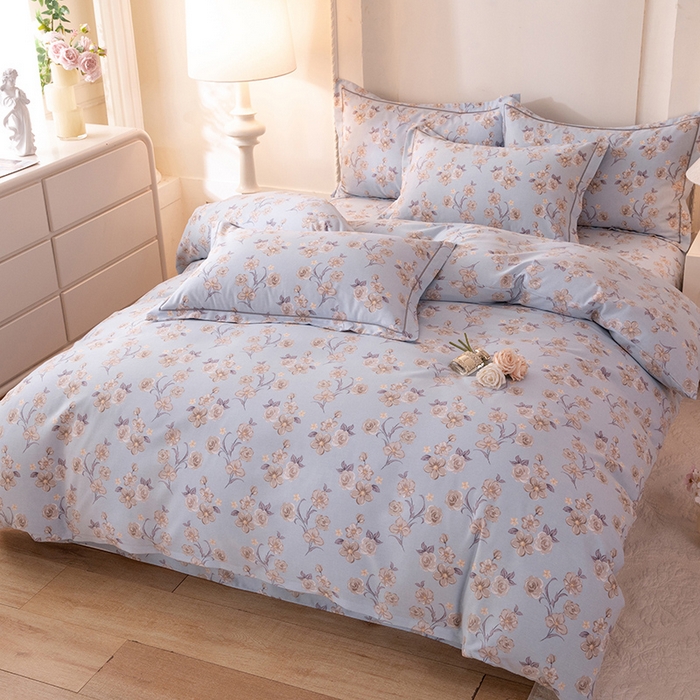 91家纺网 家纺一手货源 找家纺 磨毛世家家纺 2026新款多规格铂金磨毛纯棉加厚全棉磨毛四件套 香雪海-蓝