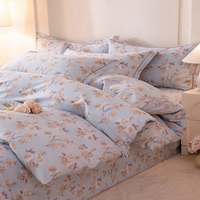 91家纺网 家纺一手货源 找家纺 磨毛世家家纺 2026新款多规格铂金磨毛纯棉加厚全棉磨毛四件套 香雪海-蓝