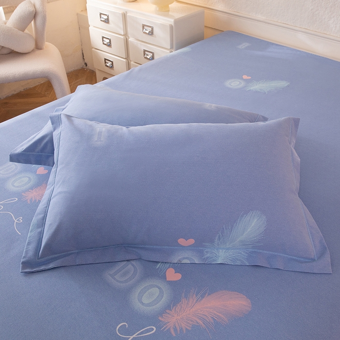 91家纺网 家纺一手货源 找家纺 磨毛世家家纺 2026新款多规格铂金磨毛纯棉加厚全棉磨毛四件套 永恒之羽-蓝