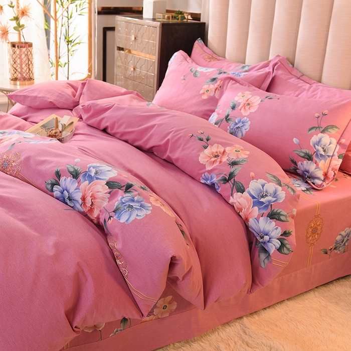 91家纺网 家纺一手货源 找家纺 磨毛世家家纺 2026新款多规格铂金磨毛纯棉加厚全棉磨毛四件套 因为爱情-粉