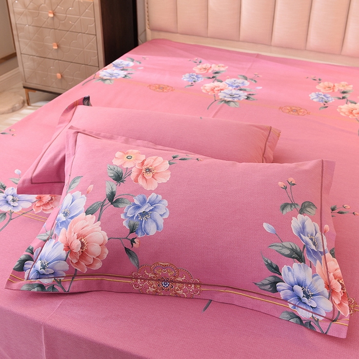 91家纺网 家纺一手货源 找家纺 磨毛世家家纺 2026新款多规格铂金磨毛纯棉加厚全棉磨毛四件套 因为爱情-粉