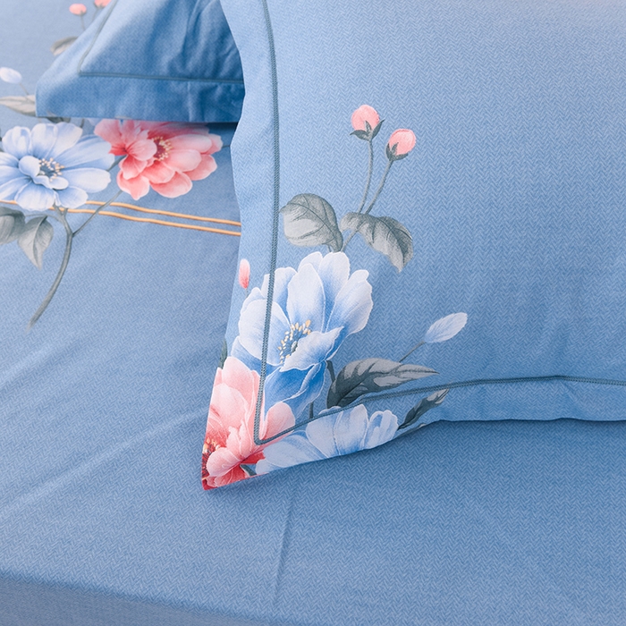 91家纺网 家纺一手货源 找家纺 磨毛世家家纺 2026新款多规格铂金磨毛纯棉加厚全棉磨毛四件套 因为爱情-蓝