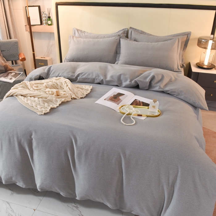 91家纺网 家纺一手货源 找家纺 磨毛世家家纺 2026新款多规格铂金磨毛纯棉加厚全棉磨毛四件套 银灰