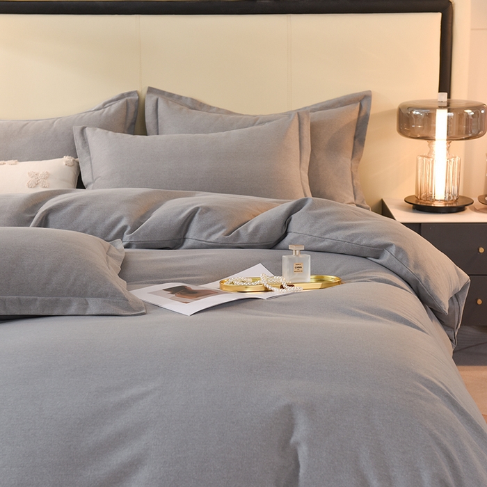 91家纺网 家纺一手货源 找家纺 磨毛世家家纺 2026新款多规格铂金磨毛纯棉加厚全棉磨毛四件套 银灰