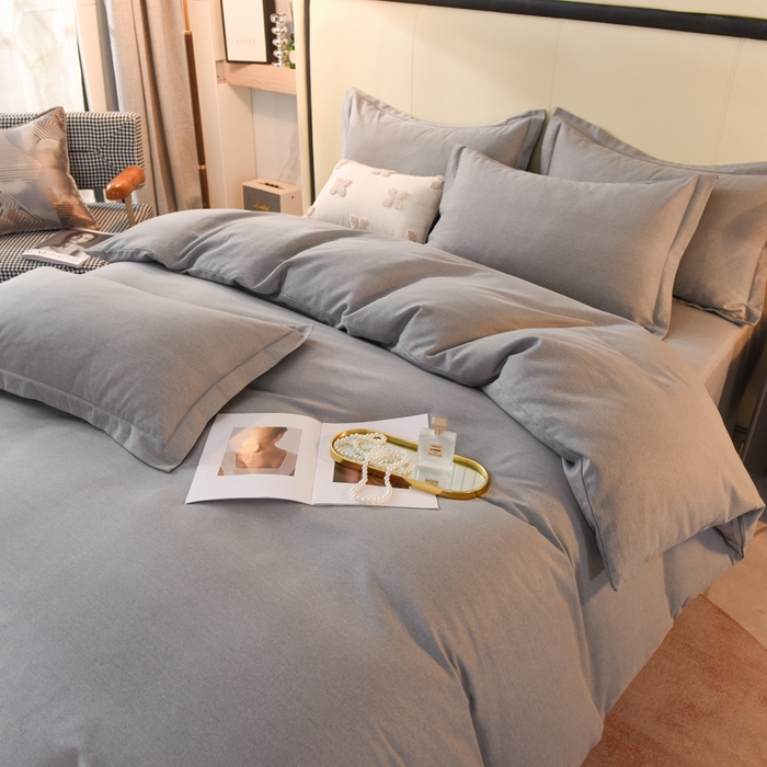 91家纺网 家纺一手货源 找家纺 磨毛世家家纺 2026新款多规格铂金磨毛纯棉加厚全棉磨毛四件套 银灰