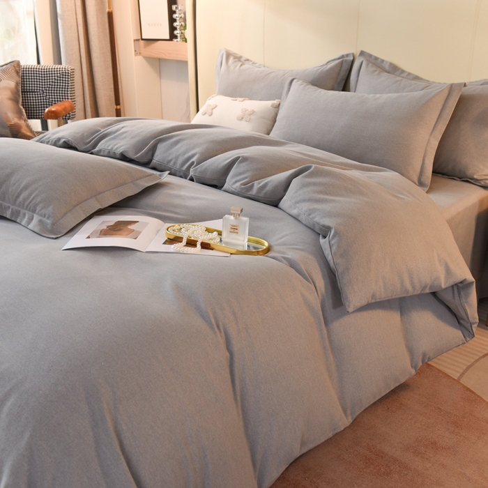 91家纺网 家纺一手货源 找家纺 磨毛世家家纺 2026新款多规格铂金磨毛纯棉加厚全棉磨毛四件套 银灰