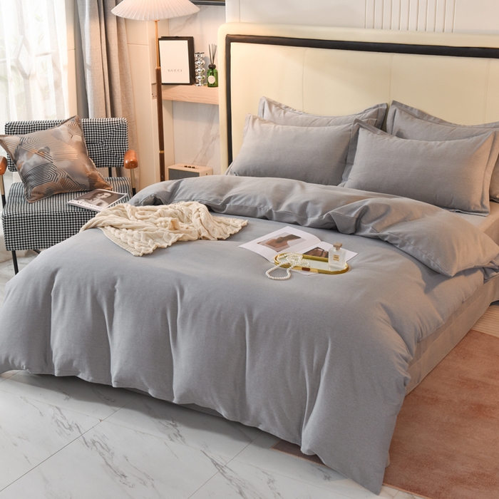 91家纺网 家纺一手货源 找家纺 磨毛世家家纺 2026新款多规格铂金磨毛纯棉加厚全棉磨毛四件套 银灰