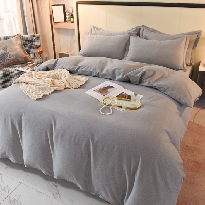 91家纺网 家纺一手货源 找家纺 磨毛世家家纺 2026新款多规格铂金磨毛纯棉加厚全棉磨毛四件套 银灰