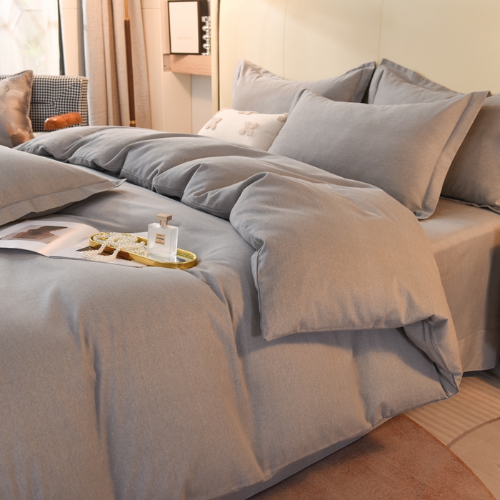 91家纺网 家纺一手货源 找家纺 磨毛世家家纺 2026新款多规格铂金磨毛纯棉加厚全棉磨毛四件套 银灰