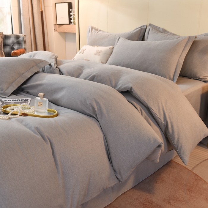 91家纺网 家纺一手货源 找家纺 磨毛世家家纺 2026新款多规格铂金磨毛纯棉加厚全棉磨毛四件套 银灰