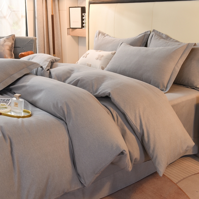 91家纺网 家纺一手货源 找家纺 磨毛世家家纺 2026新款多规格铂金磨毛纯棉加厚全棉磨毛四件套 银灰