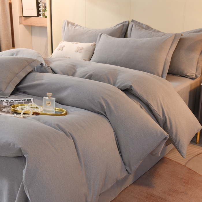 91家纺网 家纺一手货源 找家纺 磨毛世家家纺 2026新款多规格铂金磨毛纯棉加厚全棉磨毛四件套 银灰