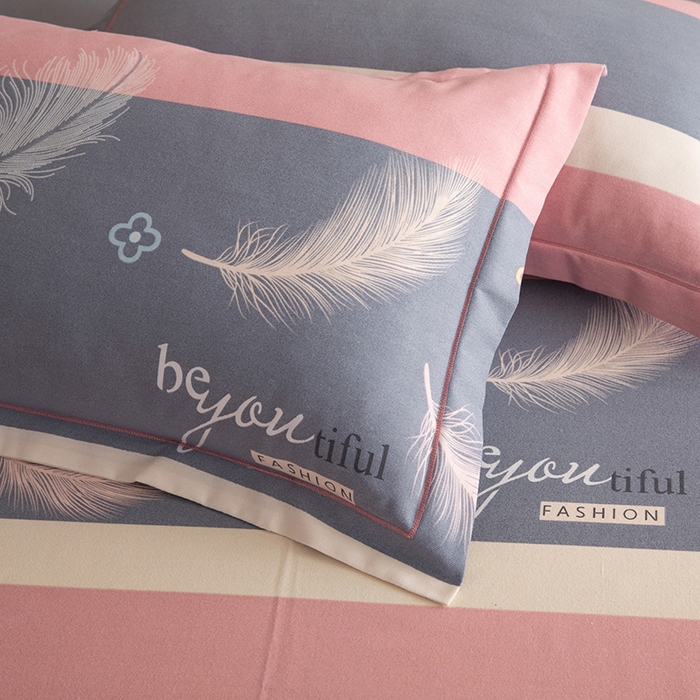 91家纺网 家纺一手货源 找家纺 磨毛世家家纺 2026新款多规格铂金磨毛纯棉加厚全棉磨毛四件套 羽飞舞-豆沙