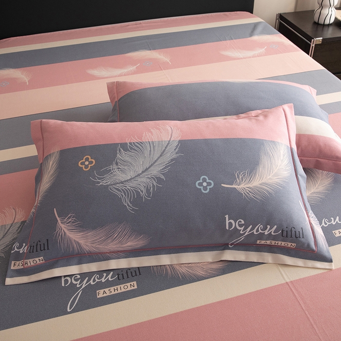 91家纺网 家纺一手货源 找家纺 磨毛世家家纺 2026新款多规格铂金磨毛纯棉加厚全棉磨毛四件套 羽飞舞-豆沙