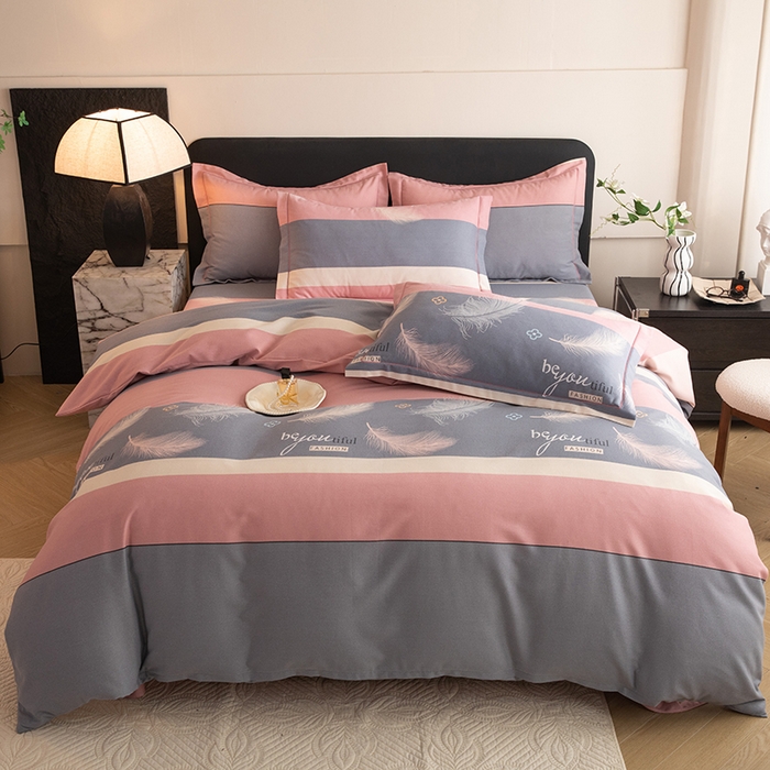 磨毛世家家纺 2026新款多规格铂金磨毛纯棉加厚全棉磨毛四件套 羽飞舞-豆沙