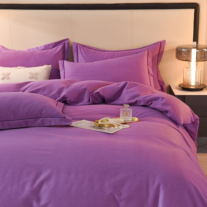 91家纺网 家纺一手货源 找家纺 磨毛世家家纺 2026新款多规格铂金磨毛纯棉加厚全棉磨毛四件套 紫色