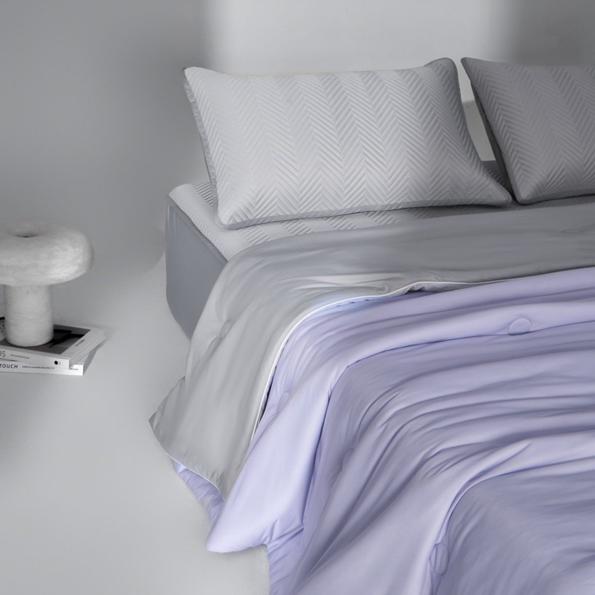 91家纺网 家纺一手货源 找家纺 吾秀家居 2026新款冰爽系列-凉感丝夏被四件套 秋紫