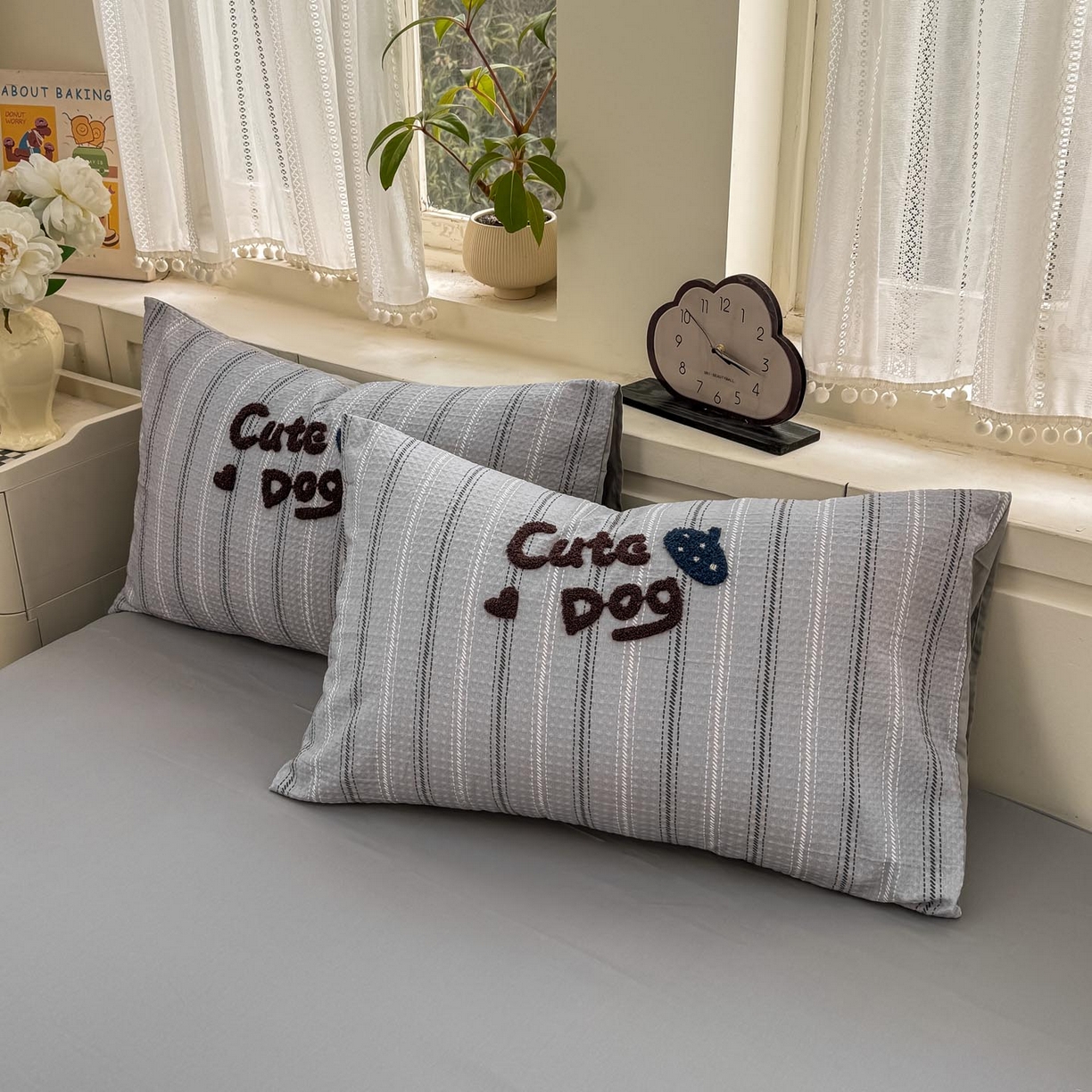 91家纺网 家纺一手货源 找家纺 宜家坊 2026新款全棉纯棉华夫格毛巾绣四件套 文艺牛仔