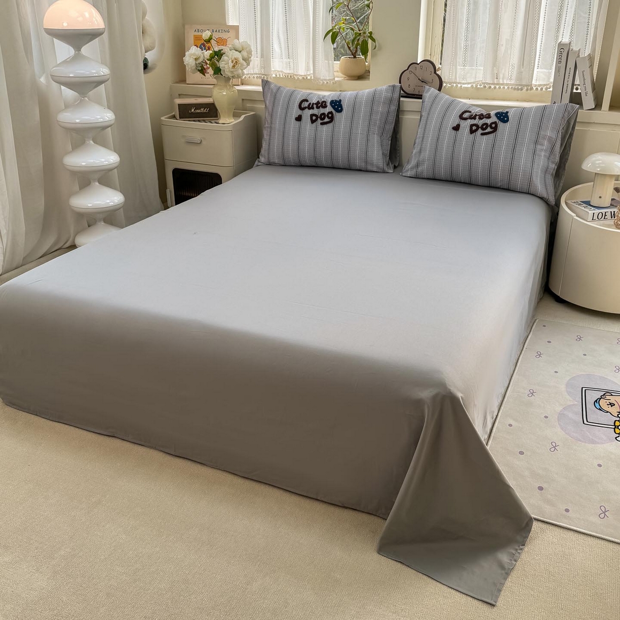 91家纺网 家纺一手货源 找家纺 宜家坊 2026新款全棉纯棉华夫格毛巾绣四件套 文艺牛仔