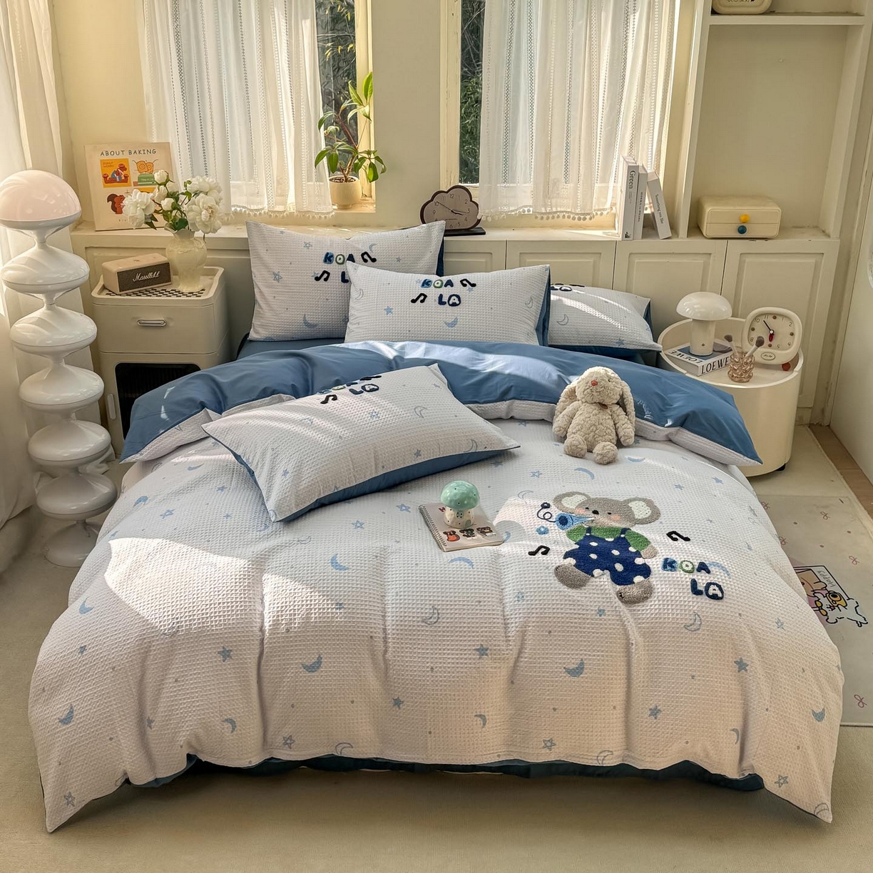 91家纺网 家纺一手货源 找家纺 宜家坊 2026新款全棉纯棉华夫格毛巾绣四件套 音乐派