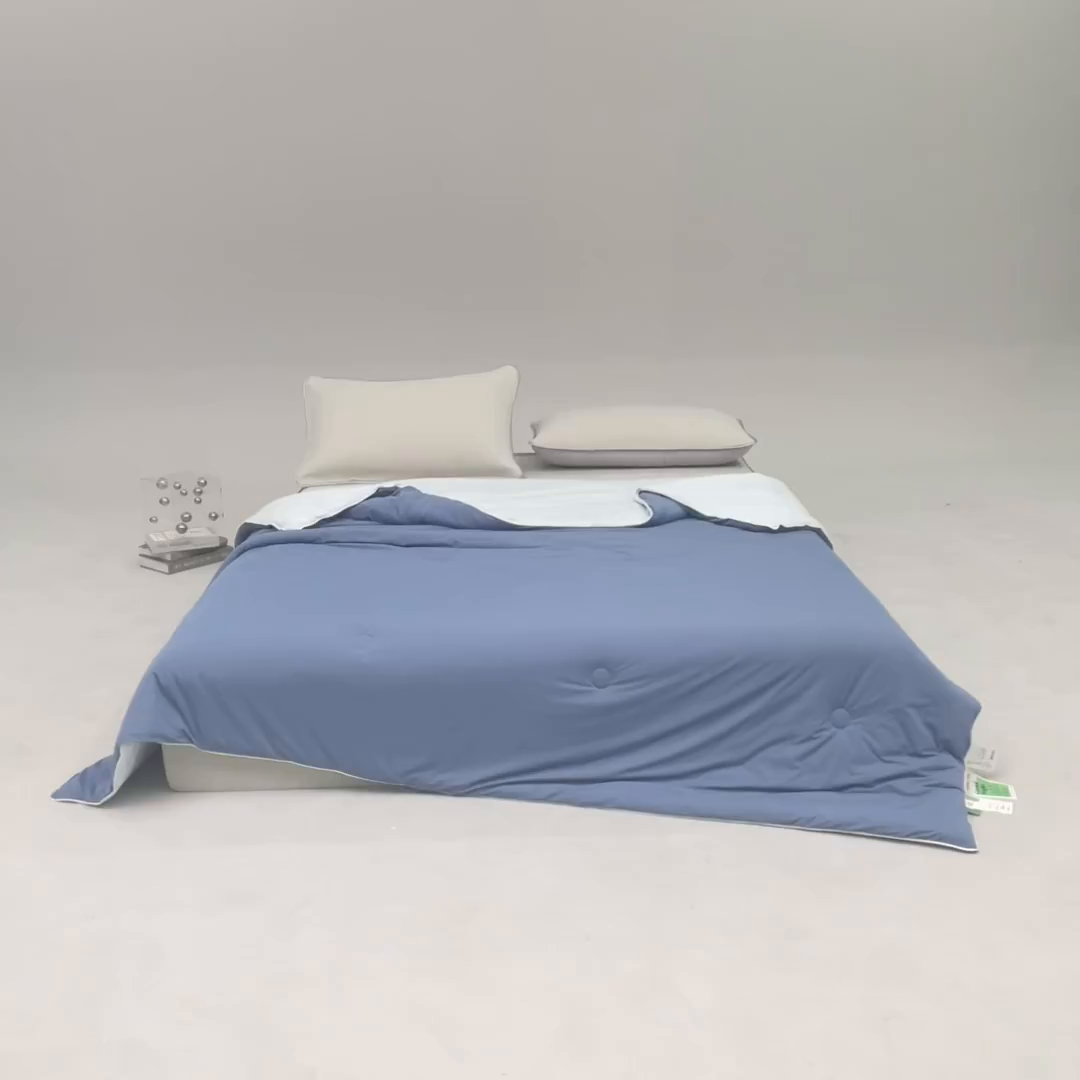 91家纺网 家纺一手货源 找家纺 吾秀家居 吾诺 2026 真凉感 真锦氨 锦氨凉感夏被四件套 锦纶凉感丝夏凉被 - 冰皮系列 冰皮宝蓝