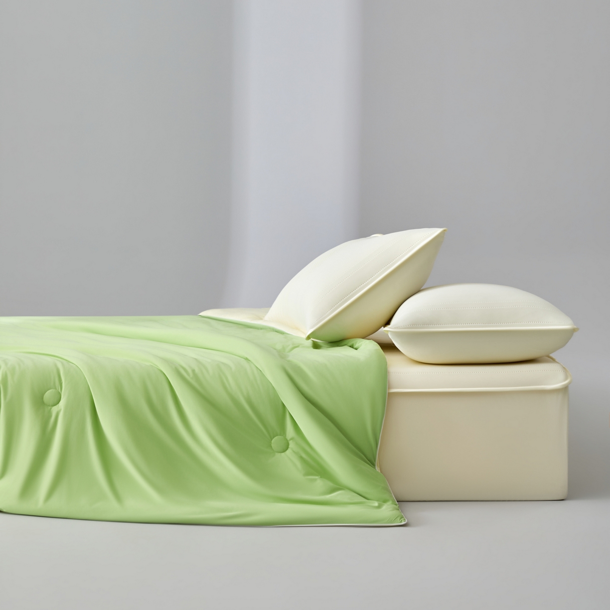 91家纺网 家纺一手货源 找家纺 吾秀家居 吾诺 2026 真凉感 真锦氨 锦氨凉感夏被四件套 锦纶凉感丝夏凉被 - 冰皮系列 冰皮翠绿