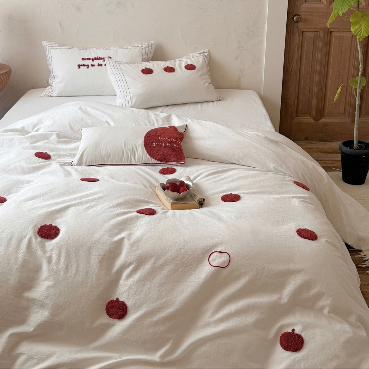 91家纺网 家纺一手货源 找家纺 （总）鹿班家居 2026新款全棉纯棉水洗棉毛巾绣四件套-平安果（标准会员-20元）