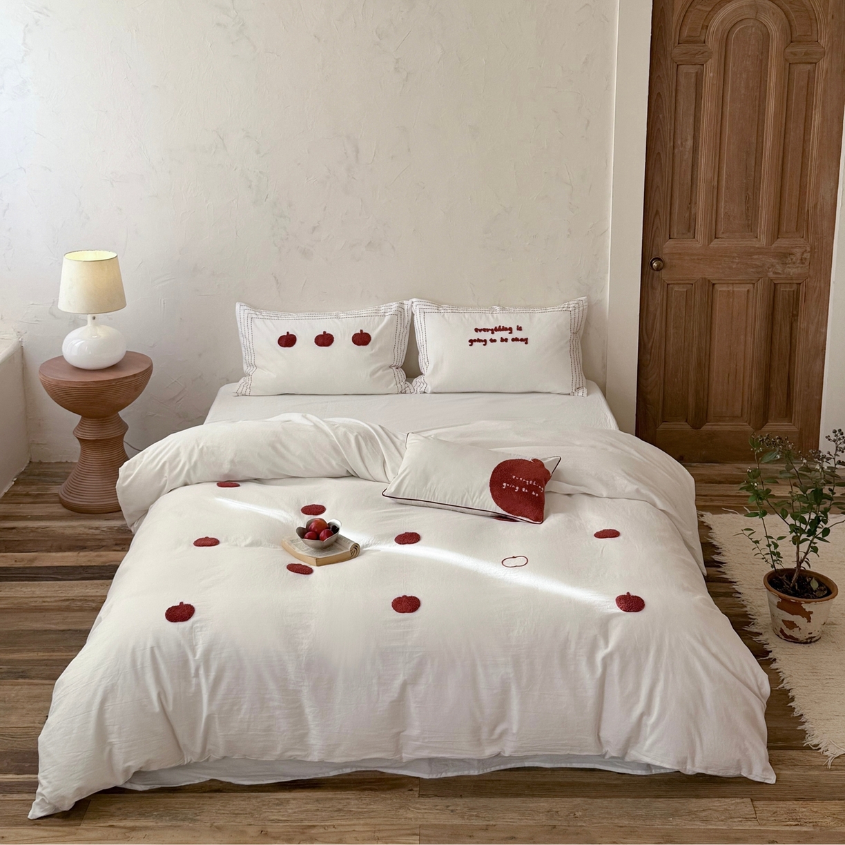 91家纺网 家纺一手货源 找家纺 （总）鹿班家居 2026新款全棉纯棉水洗棉毛巾绣四件套-平安果（标准会员-20元）