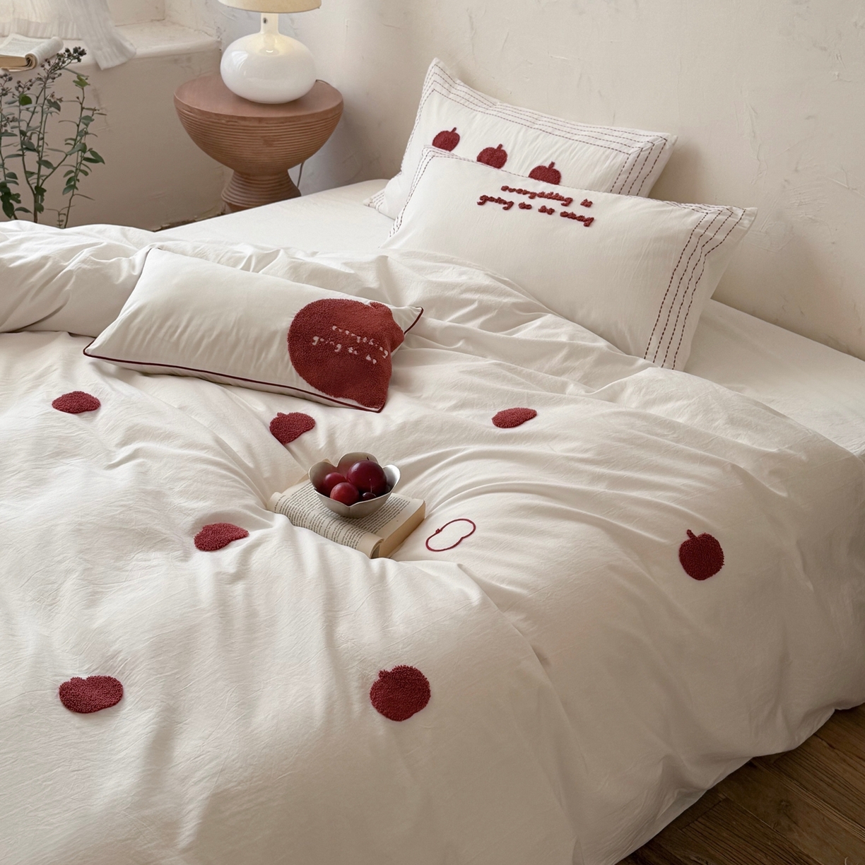 91家纺网 家纺一手货源 找家纺 （总）鹿班家居 2026新款全棉纯棉水洗棉毛巾绣四件套-平安果（标准会员-20元）