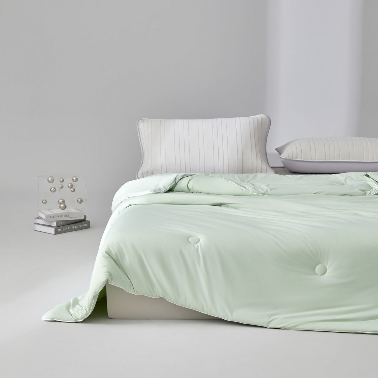 91家纺网 家纺一手货源 找家纺 吾秀家居 吾诺 2026 真凉感 真锦氨 锦氨凉感夏被四件套 锦纶凉感丝夏凉被 - 冰皮系列 冰皮清凉绿