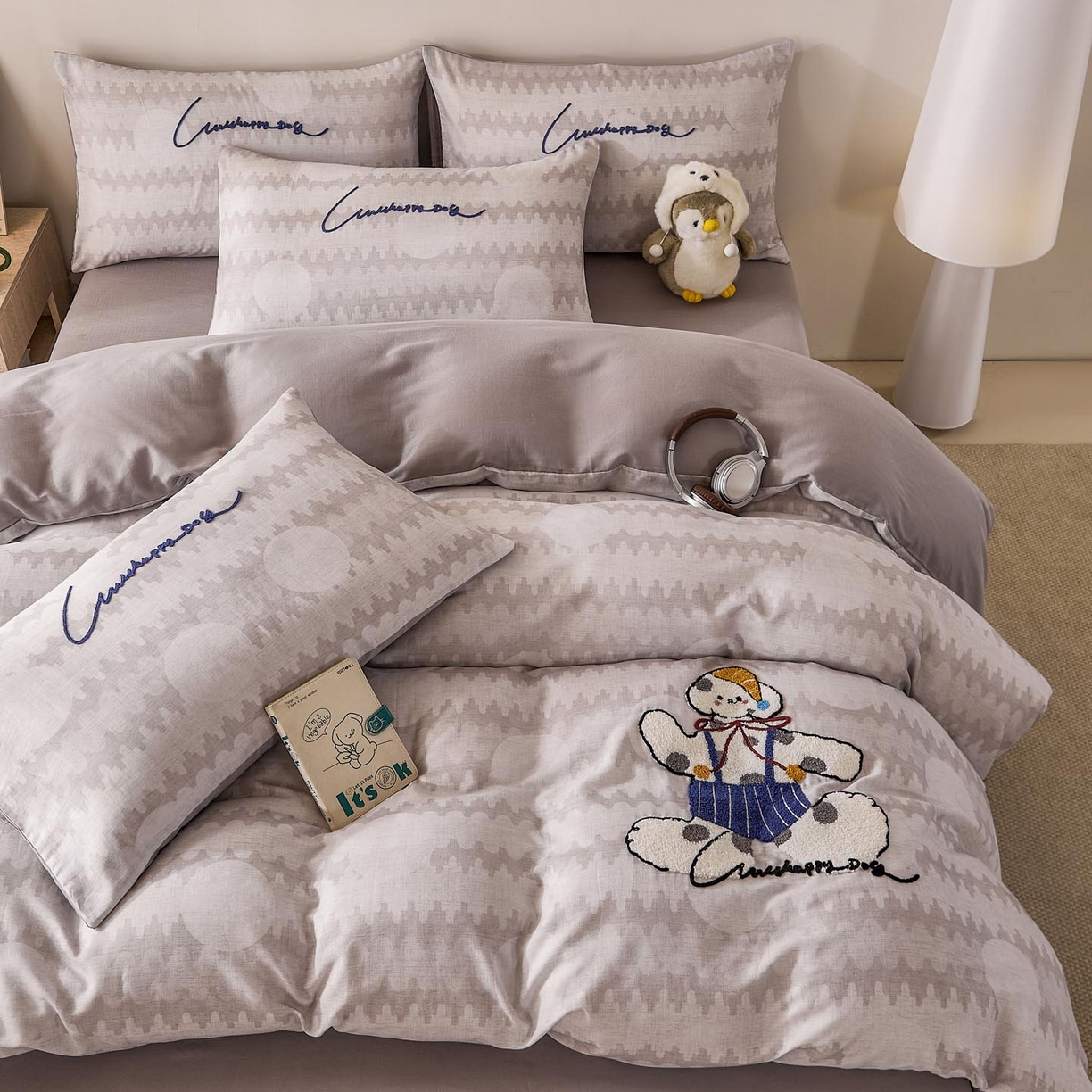 91家纺网 家纺一手货源 找家纺 宜家坊 2026新款A类全棉双层纱毛巾绣四件套 斑点