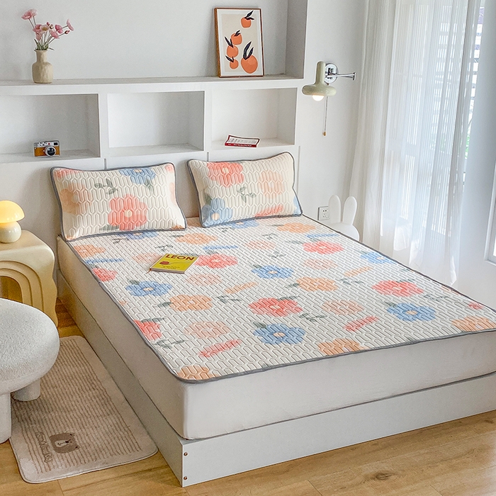 91家纺网 家纺一手货源 找家纺 （总）七里香 2026春夏新款凉感丝数码印花乳胶凉席