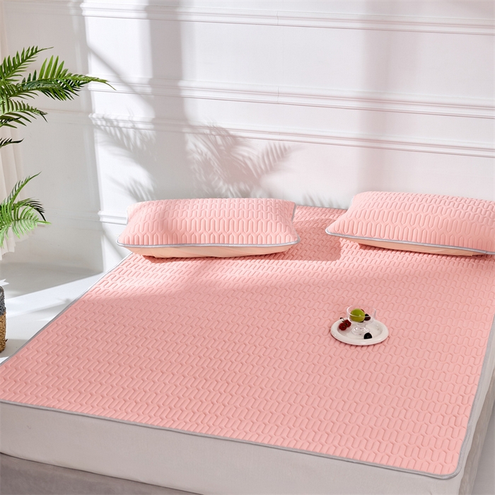 91家纺网 家纺一手货源 找家纺 七里香 2026春夏新款凉感丝数码印花乳胶凉席 纯色-粉玉