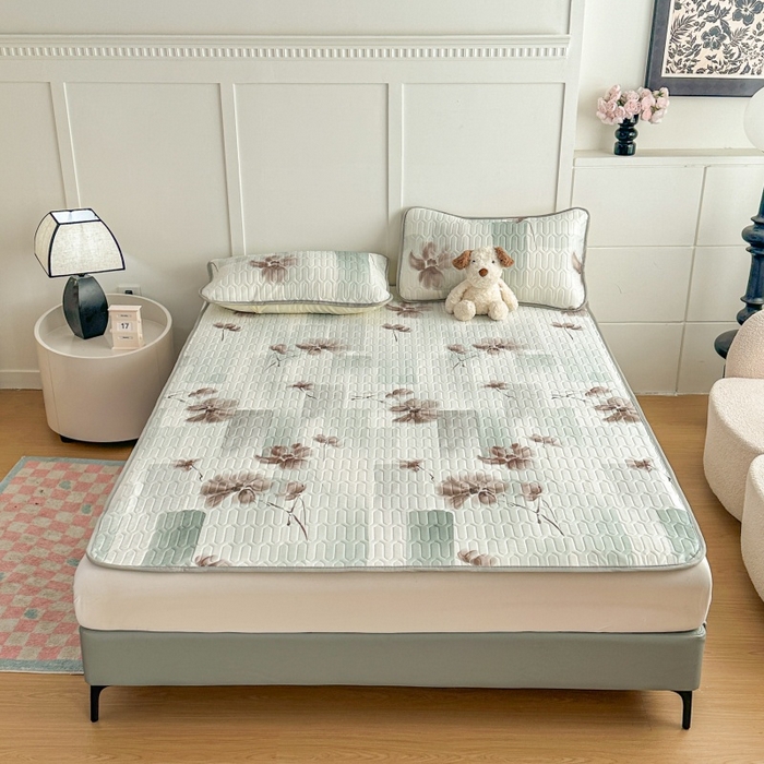 91家纺网 家纺一手货源 找家纺 七里香 2026春夏新款凉感丝数码印花乳胶凉席 印花-色块花