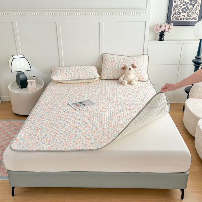 91家纺网 家纺一手货源 找家纺 七里香 2026春夏新款凉感丝数码印花乳胶凉席 印花-蘑菇